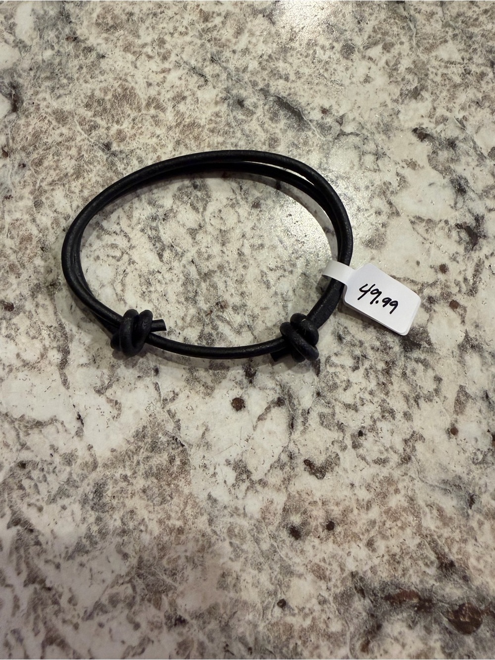 Leather Bracelet Sliding Knot, Black (New)